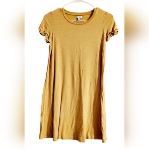 Love, Fire Short Sleeved Yellow‎ White Womens Striped Dress XS